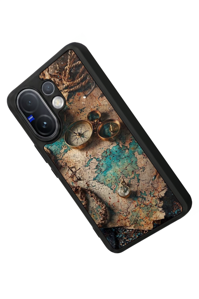 Vivo V60 Uyumlu Harita Tasarımlı Glossy Premium Kılıf