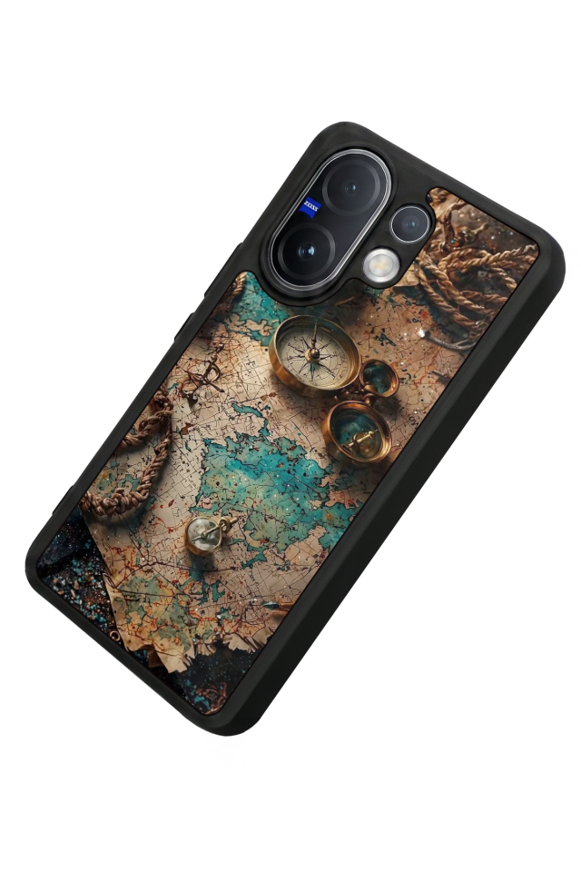 Vivo V60 Uyumlu Harita Tasarımlı Glossy Premium Kılıf