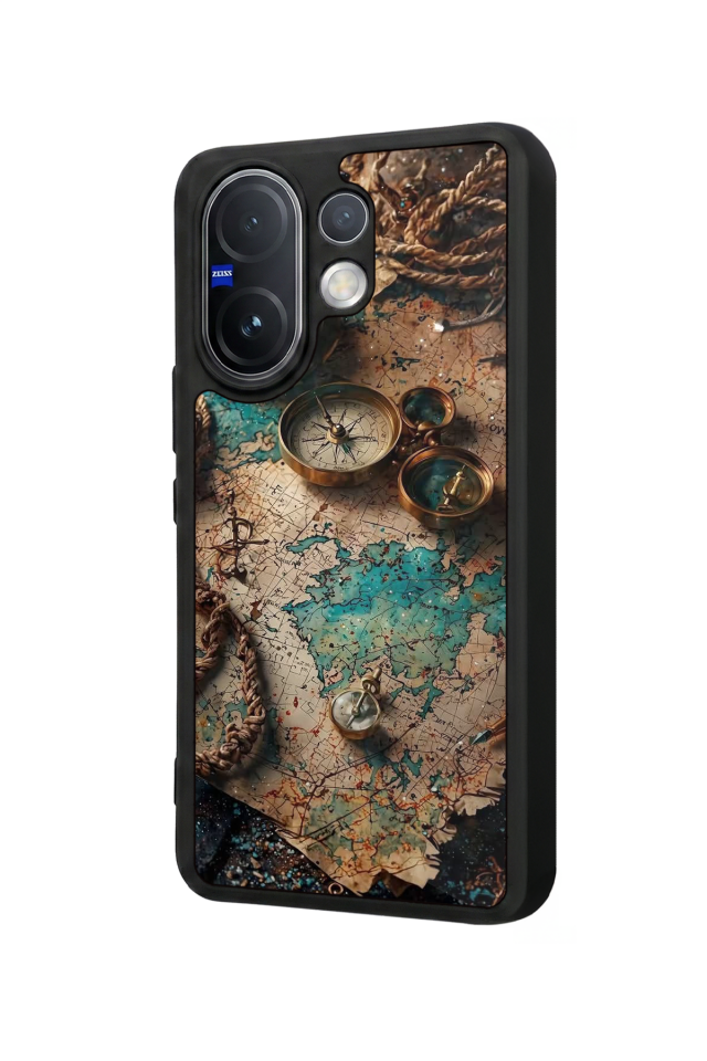 Vivo V60 Uyumlu Harita Tasarımlı Glossy Premium Kılıf