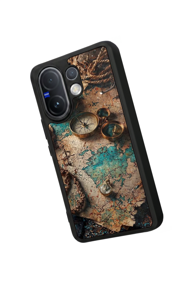Vivo V60 Uyumlu Harita Tasarımlı Glossy Premium Kılıf