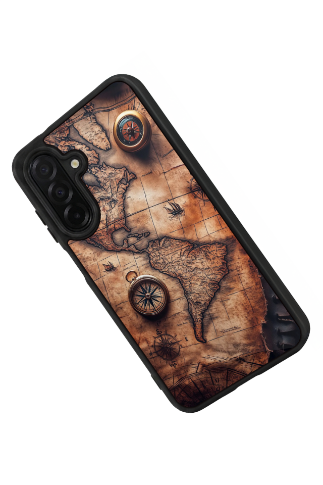 Samsung Galaxy A56 Uyumlu Harita Tasarımlı Glossy Premium Kılıf