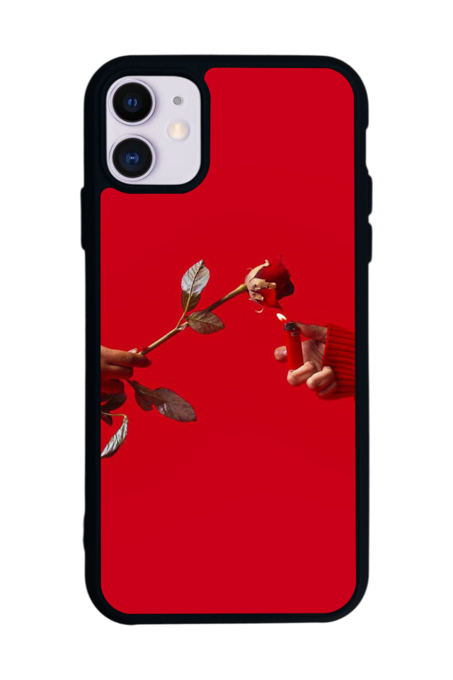 iPhone 11 Uyumlu Kirmizi Tasarımlı Glossy Premium Kılıf