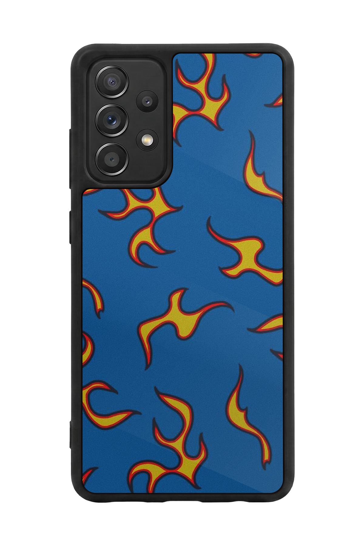 Samsung Galaxy A72 Uyumlu Retro Flame Patterns Tasarımlı Glossy Premium Kılıf