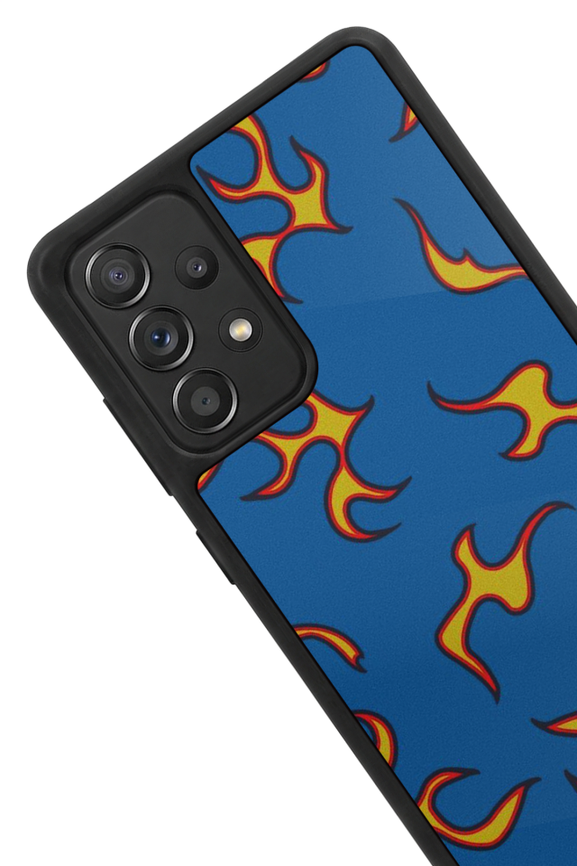 Samsung Galaxy A72 Uyumlu Retro Flame Patterns Tasarımlı Glossy Premium Kılıf