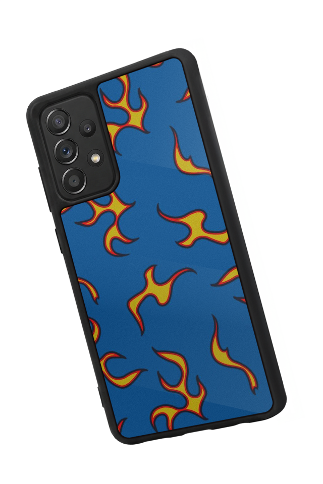 Samsung Galaxy A72 Uyumlu Retro Flame Patterns Tasarımlı Glossy Premium Kılıf
