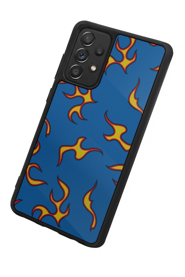 Samsung Galaxy A72 Uyumlu Retro Flame Patterns Tasarımlı Glossy Premium Kılıf