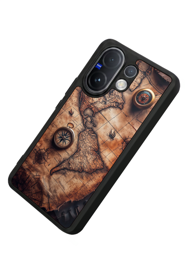 Vivo V60 Uyumlu Harita Tasarımlı Glossy Premium Kılıf