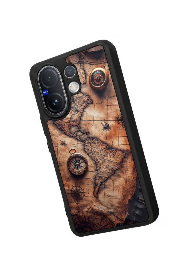 Vivo V60 Uyumlu Harita Tasarımlı Glossy Premium Kılıf