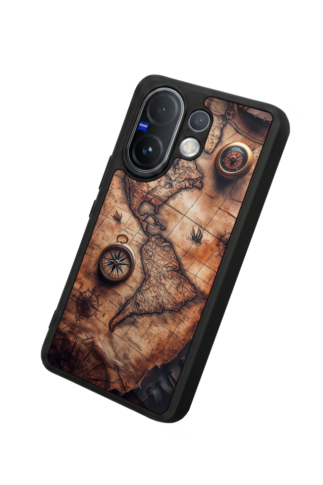 Vivo V60 Uyumlu Harita Tasarımlı Glossy Premium Kılıf