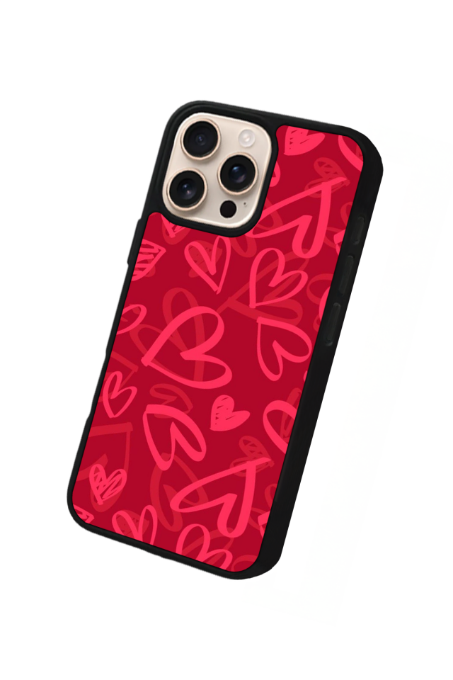 iPhone 14 Pro Uyumlu Kalp Love Tasarımlı Glossy Premium Kılıf