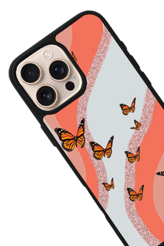 iPhone 14 Pro Max Uyumlu Kelebek Tasarımlı Glossy Premium Kılıf