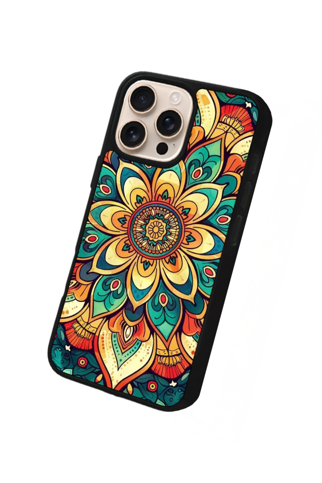 iPhone 16 Pro Max Uyumlu Mandala Tasarımlı Glossy Premium Kılıf