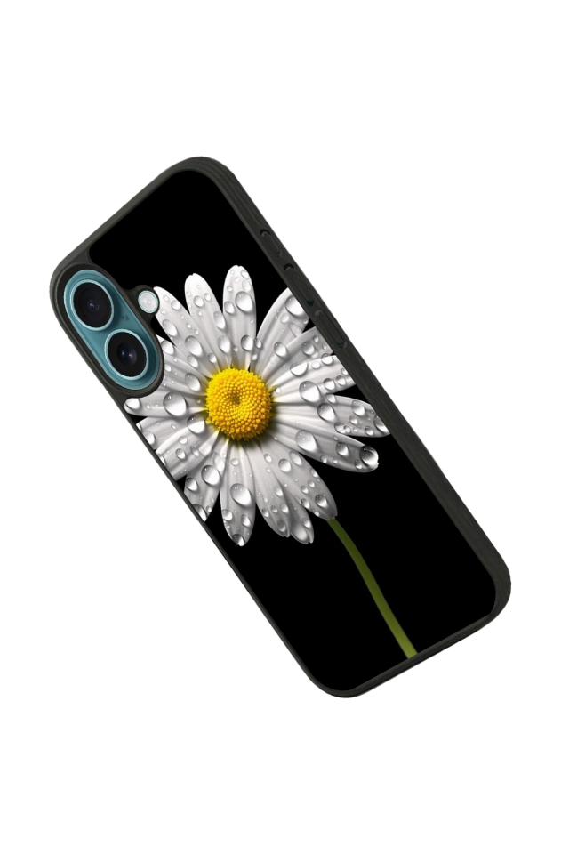 iPhone 16 Plus Uyumlu Papatya Tasarımlı Glossy Premium Kılıf