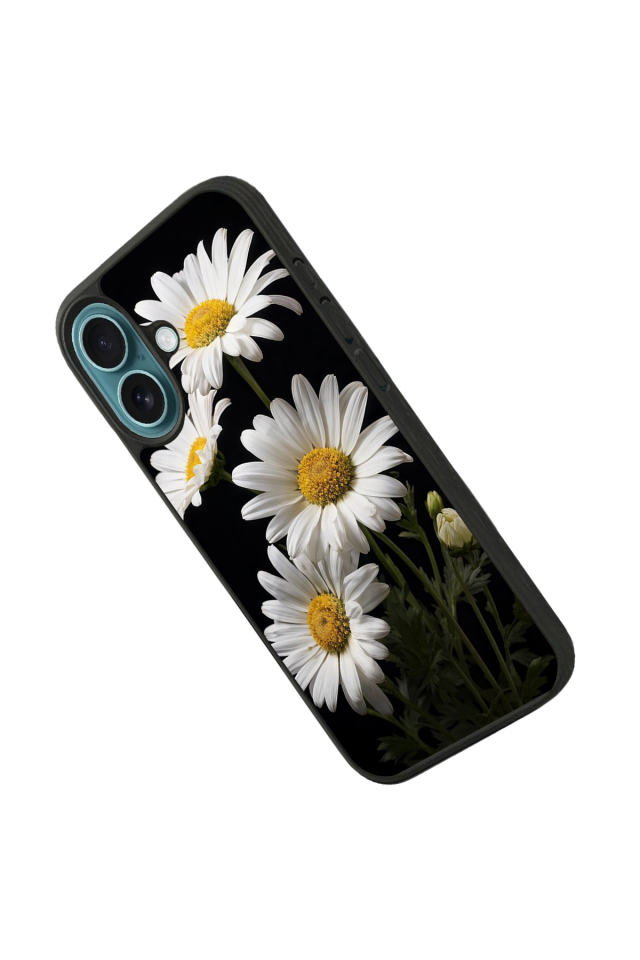 iPhone 16 Plus Uyumlu Papatya Tasarımlı Glossy Premium Kılıf