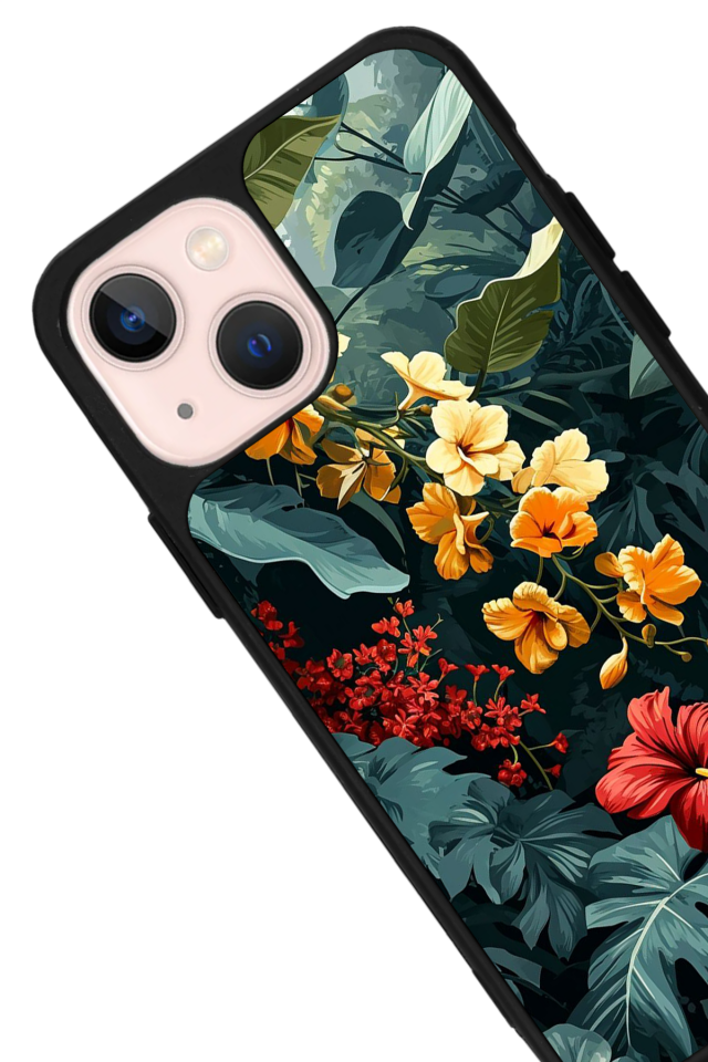 iPhone 15 Uyumlu Botanik Tasarımlı Glossy Premium Kılıf