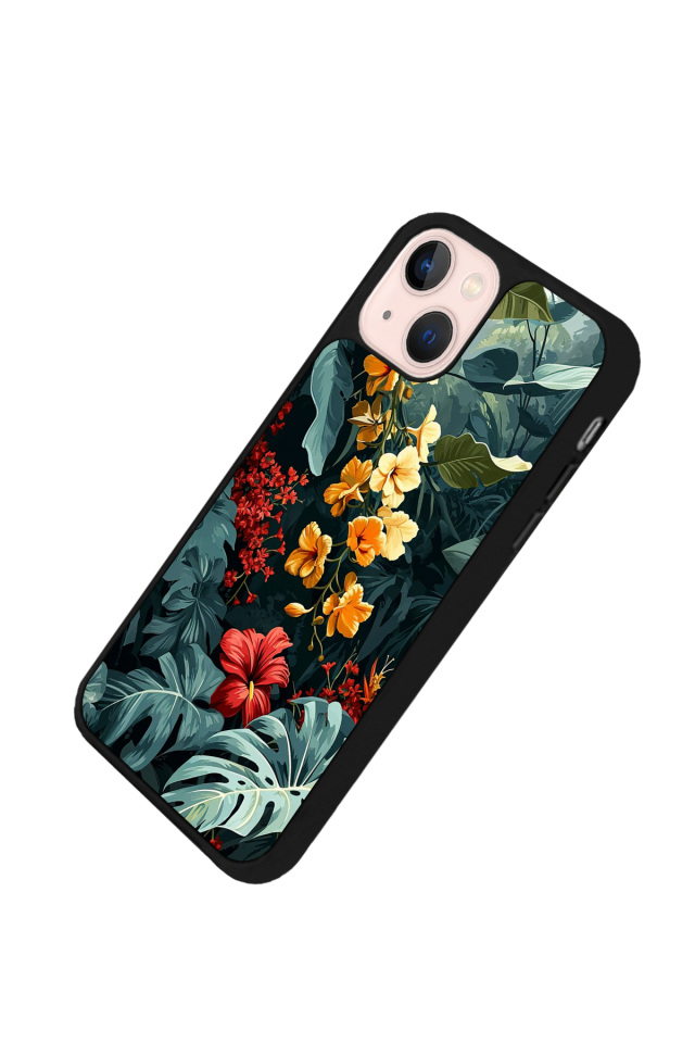 iPhone 15 Uyumlu Botanik Tasarımlı Glossy Premium Kılıf