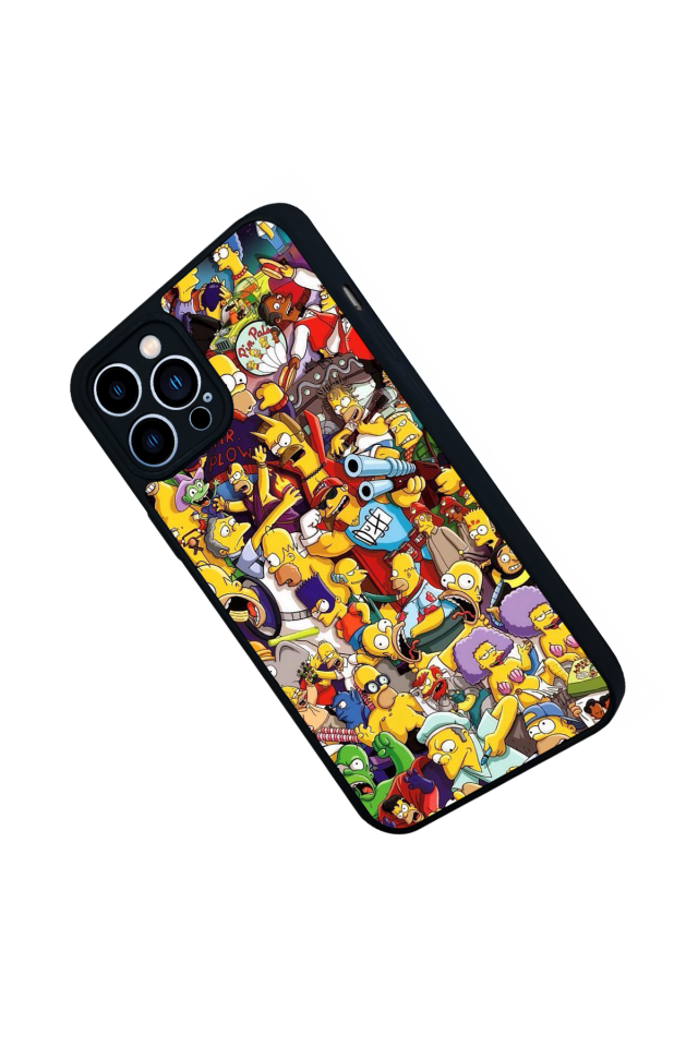 iPhone 12 Pro Max Uyumlu The Simpsons Tasarımlı Glossy Premium Kılıf
