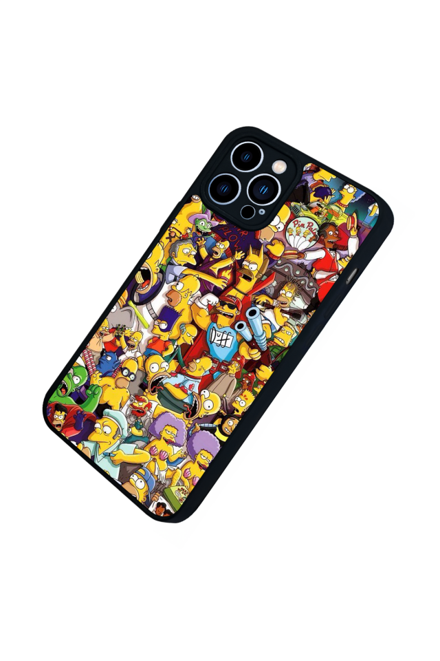 iPhone 12 Pro Max Uyumlu The Simpsons Tasarımlı Glossy Premium Kılıf
