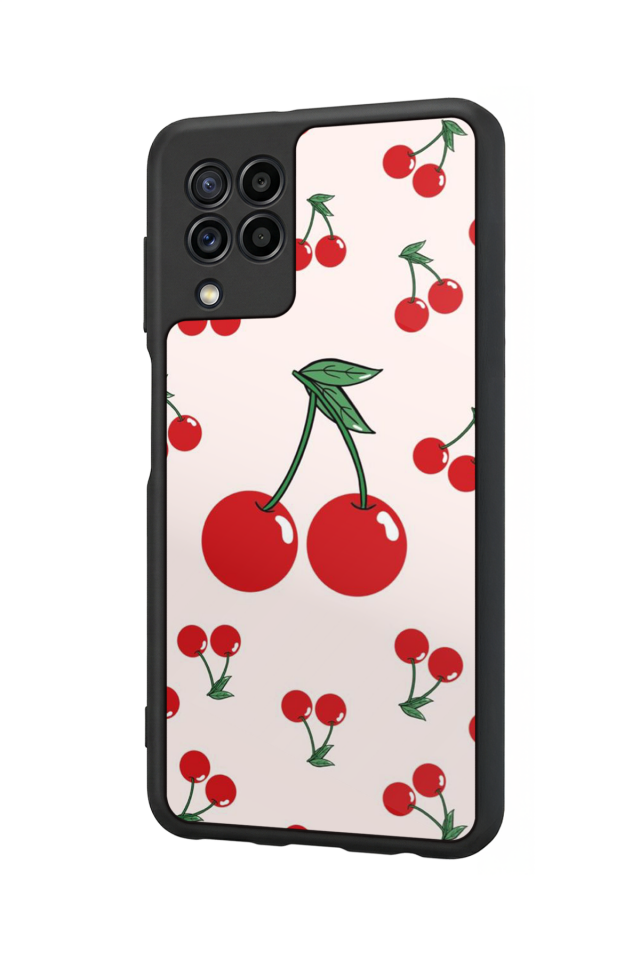 Samsung Galaxy M22 Uyumlu Kiraz Tasarımlı Glossy Premium Kılıf
