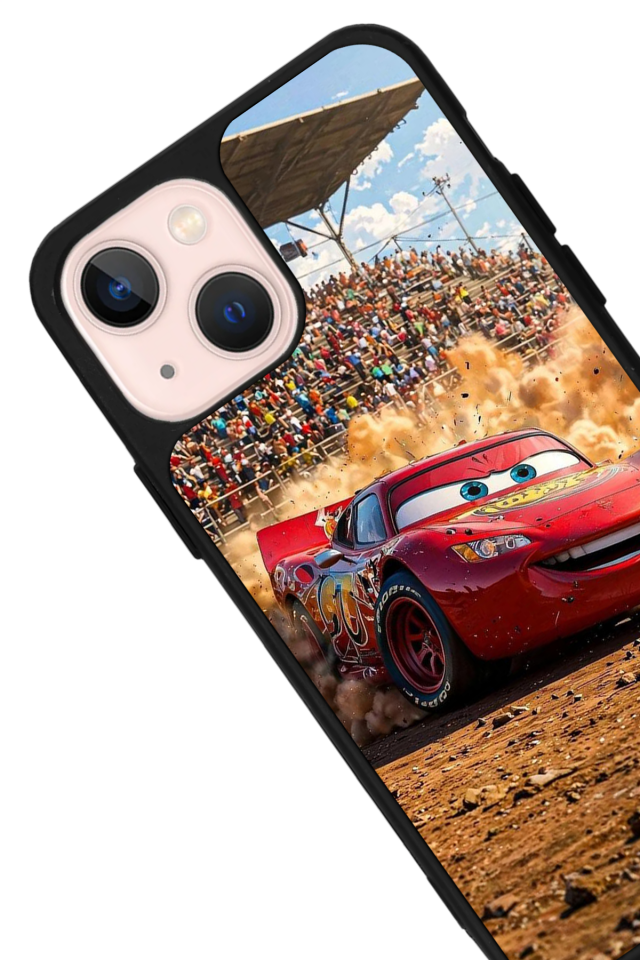 iPhone 13 Mini Uyumlu Şimsek McQueen Tasarımlı Glossy Premium Kılıf