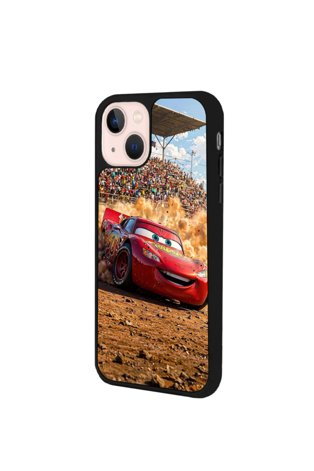 iPhone 13 Mini Uyumlu Şimsek McQueen Tasarımlı Glossy Premium Kılıf