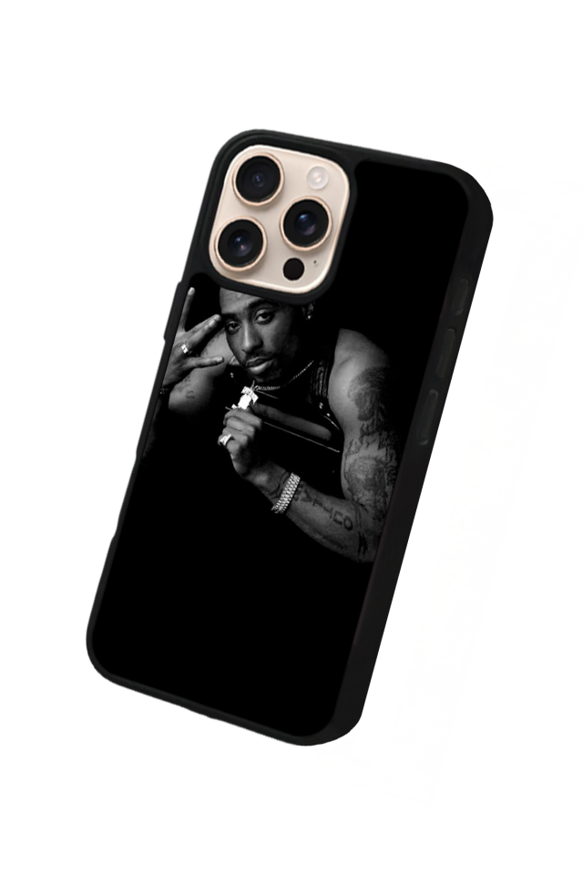 iPhone 16 Pro Uyumlu Tupac Tasarımlı Glossy Premium Kılıf
