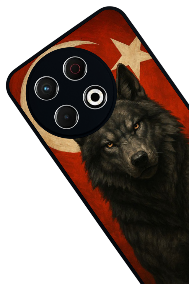 Tecno Spark 30 Pro Uyumlu Bozkurt Tasarımlı Glossy Premium Kılıf