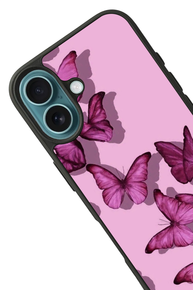 iPhone 16 Plus Uyumlu Kelebek Tasarımlı Glossy Premium Kılıf