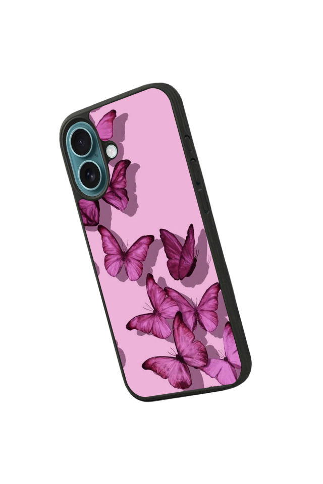 iPhone 16 Plus Uyumlu Kelebek Tasarımlı Glossy Premium Kılıf