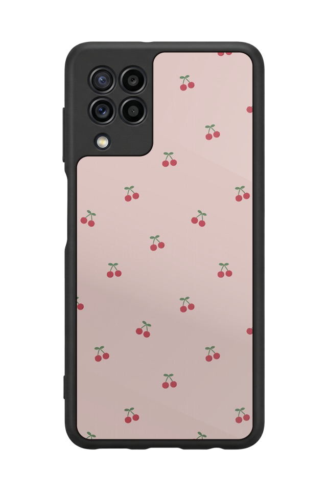 Samsung Galaxy M22 Uyumlu Kiraz Tasarımlı Glossy Premium Kılıf