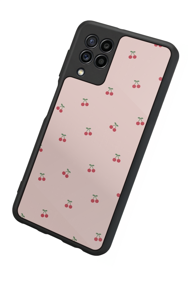 Samsung Galaxy M22 Uyumlu Kiraz Tasarımlı Glossy Premium Kılıf