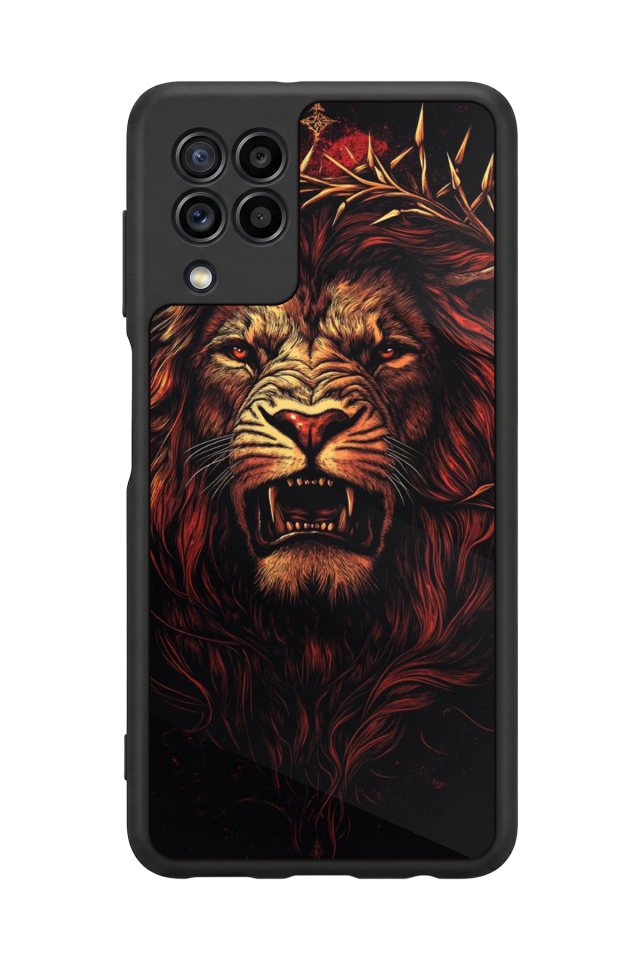 Samsung Galaxy M32 Uyumlu Aslan Tasarımlı Glossy Premium Kılıf