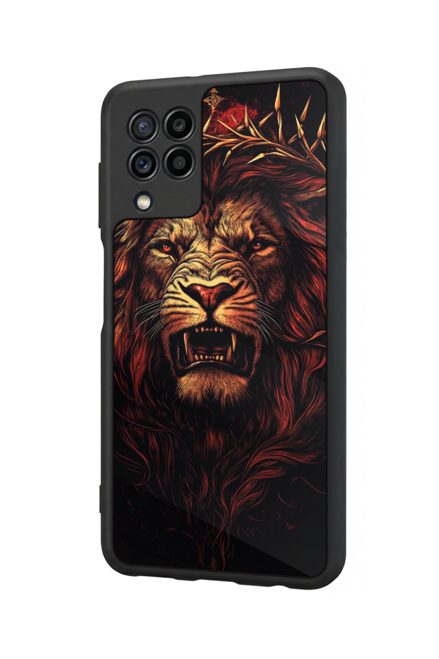 Samsung Galaxy M32 Uyumlu Aslan Tasarımlı Glossy Premium Kılıf