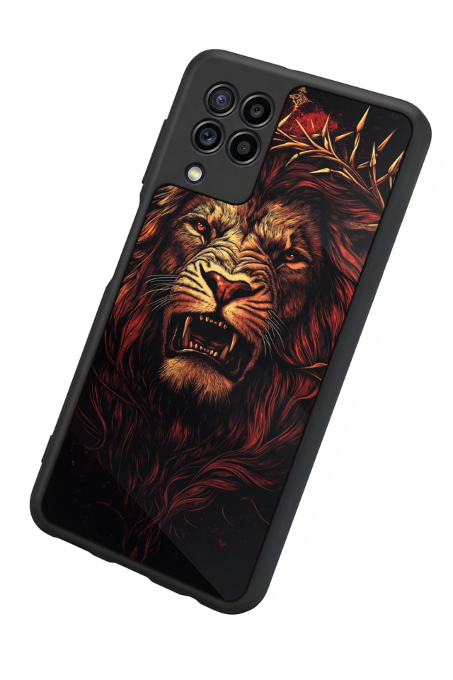 Samsung Galaxy M32 Uyumlu Aslan Tasarımlı Glossy Premium Kılıf