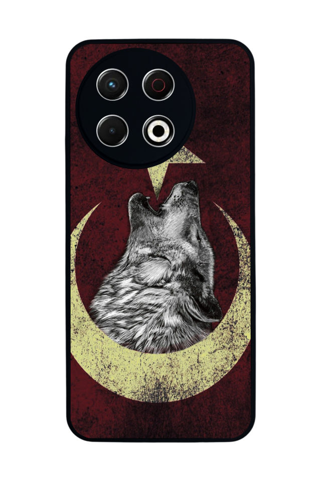 Tecno Spark 30 Pro Uyumlu Bozkurt Tasarımlı Glossy Premium Kılıf