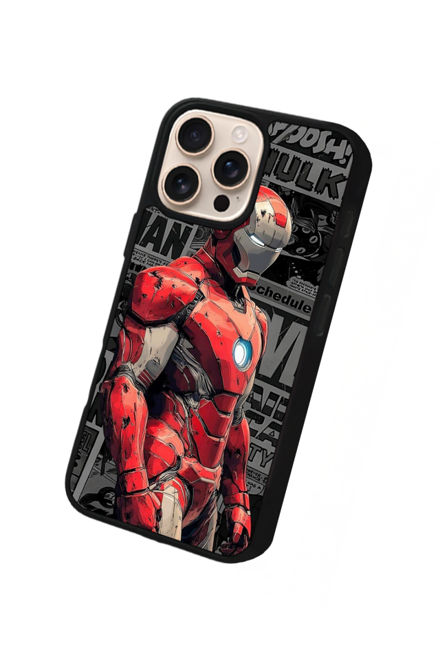 iPhone 15 Pro Uyumlu  Iron Man ( Demir Adam ) Tasarımlı Glossy Premium Kılıf