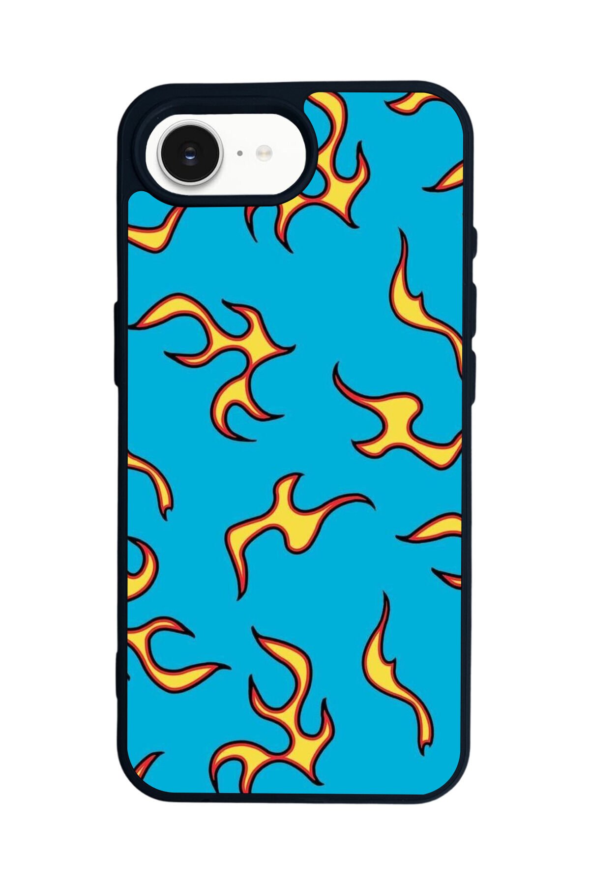 iPhone 16E Uyumlu Retro Flame Patterns Tasarımlı Glossy Premium Kılıf