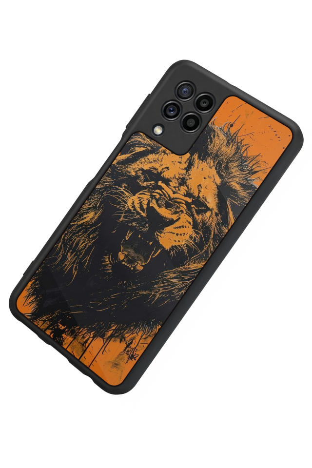 Samsung Galaxy M32 Uyumlu Aslan Tasarımlı Glossy Premium Kılıf