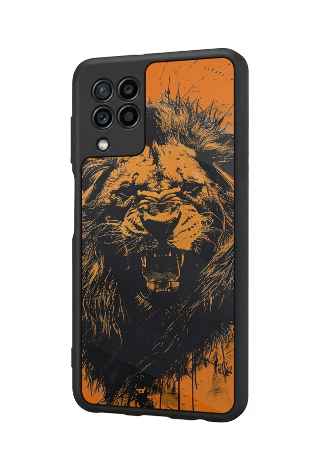 Samsung Galaxy M32 Uyumlu Aslan Tasarımlı Glossy Premium Kılıf