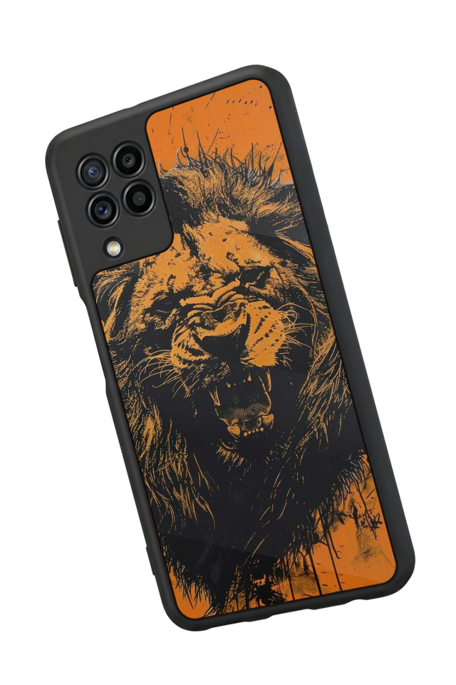 Samsung Galaxy M32 Uyumlu Aslan Tasarımlı Glossy Premium Kılıf