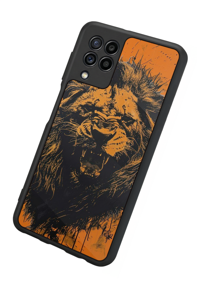 Samsung Galaxy M32 Uyumlu Aslan Tasarımlı Glossy Premium Kılıf