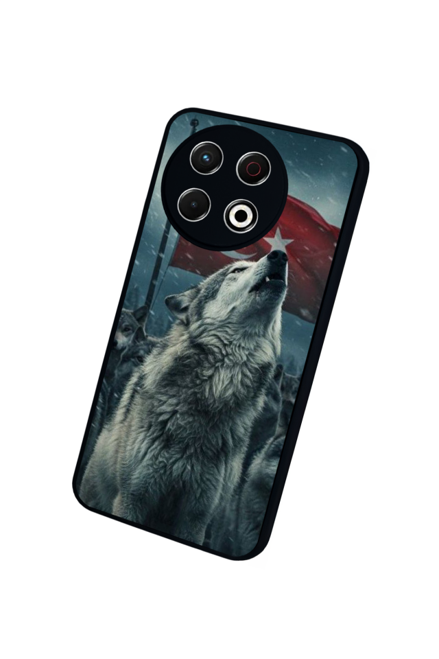 Tecno Spark 30 Pro Uyumlu Bozkurt Tasarımlı Glossy Premium Kılıf