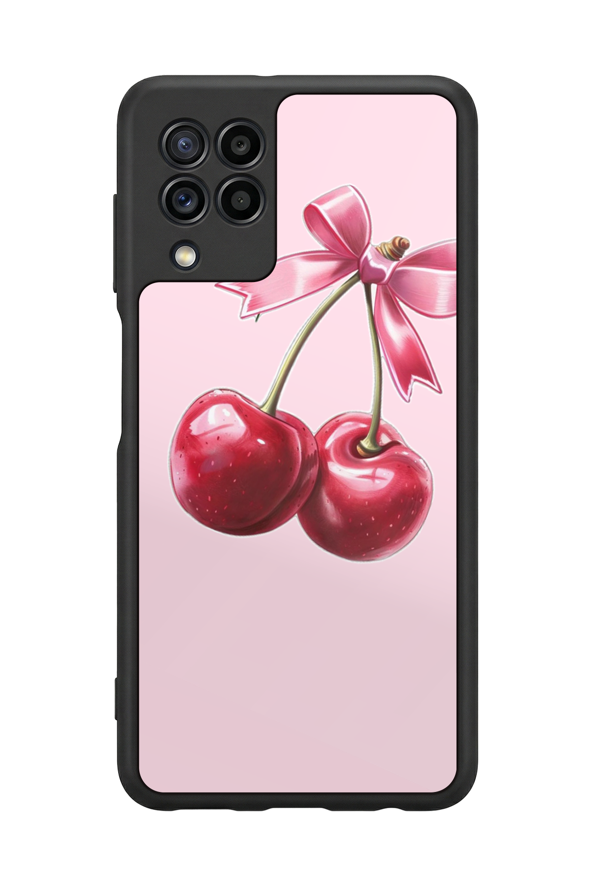 Samsung Galaxy M22 Uyumlu Kiraz Tasarımlı Glossy Premium Kılıf