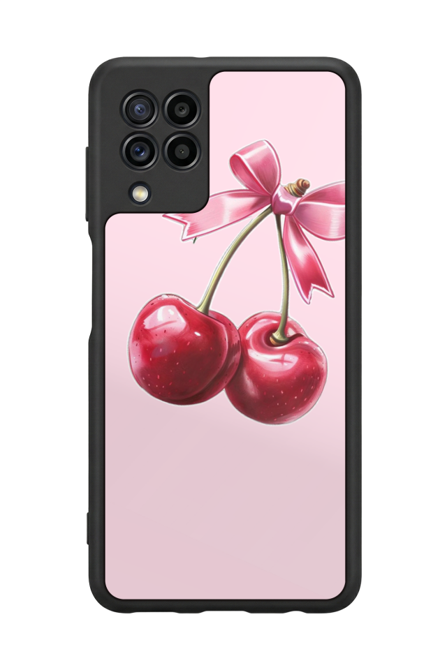 Samsung Galaxy M22 Uyumlu Kiraz Tasarımlı Glossy Premium Kılıf