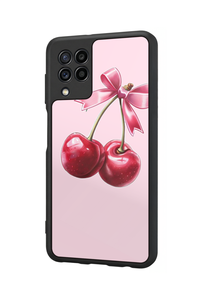 Samsung Galaxy M22 Uyumlu Kiraz Tasarımlı Glossy Premium Kılıf