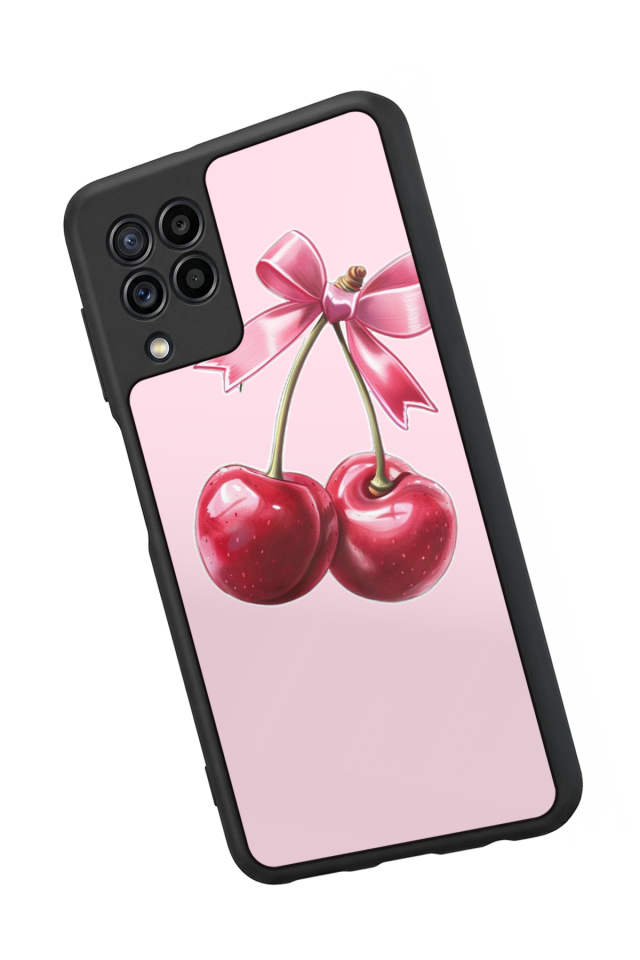Samsung Galaxy M22 Uyumlu Kiraz Tasarımlı Glossy Premium Kılıf