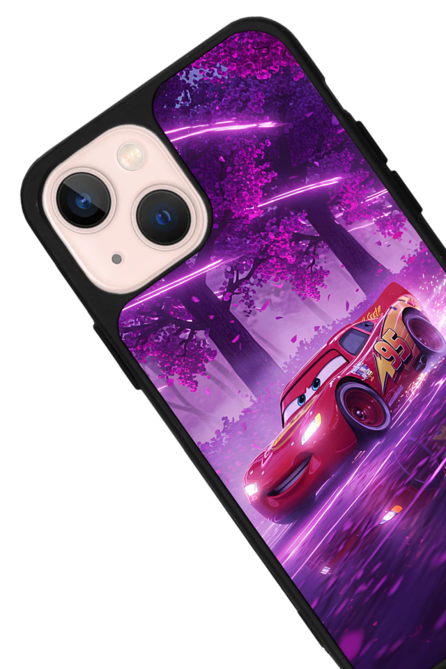 iPhone 13 Mini Uyumlu Şimsek McQueen Tasarımlı Glossy Premium Kılıf