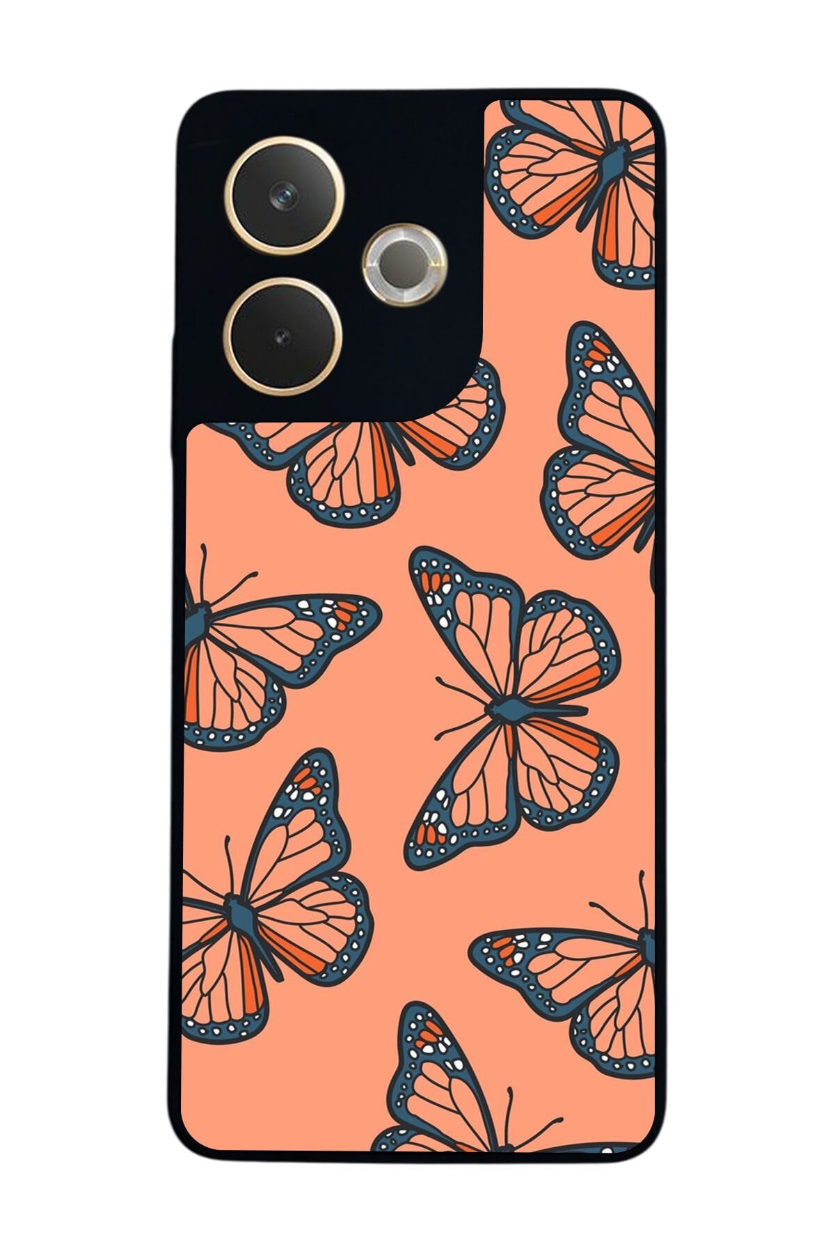 Oppo A5 Pro Uyumlu Kelebek Tasarımlı Glossy Premium Kılıf