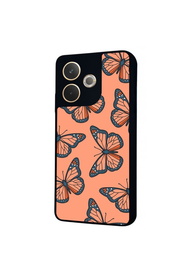 Oppo A5 Pro Uyumlu Kelebek Tasarımlı Glossy Premium Kılıf