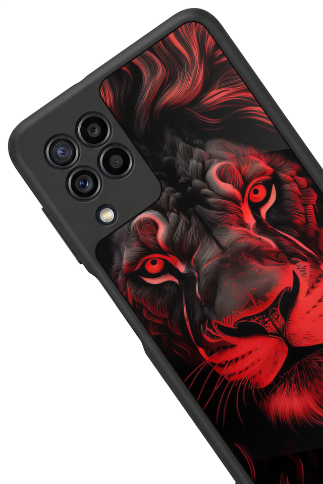 Samsung Galaxy M32 Uyumlu Aslan Tasarımlı Glossy Premium Kılıf